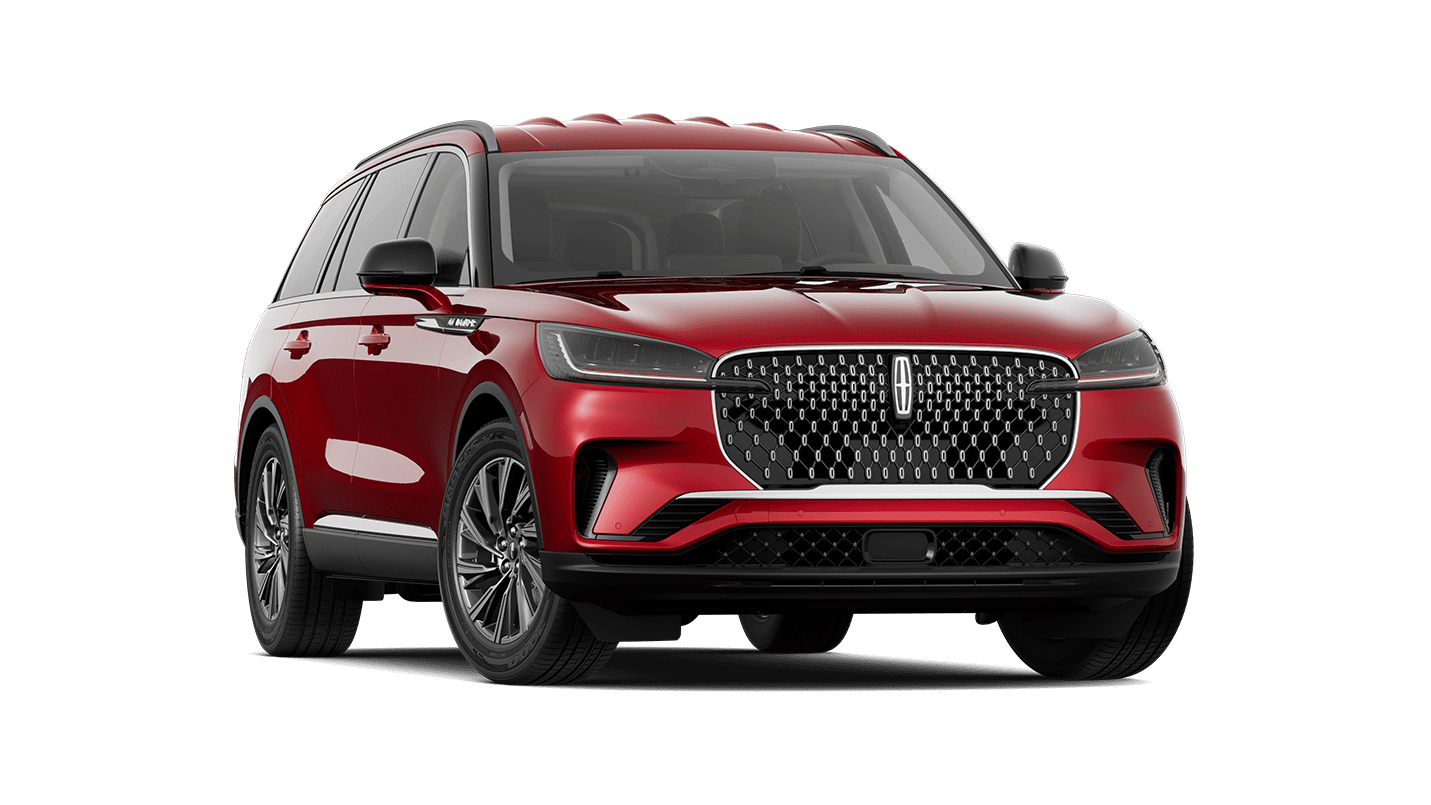 A 2025 Lincoln Aviator® Premiere model in the extra-cost Red Carpet exterior color