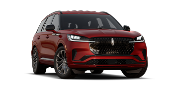 A 2026 Lincoln Aviator® Premiere model with Jet Appearance Package in the extra-cost Red Carpet exterior color