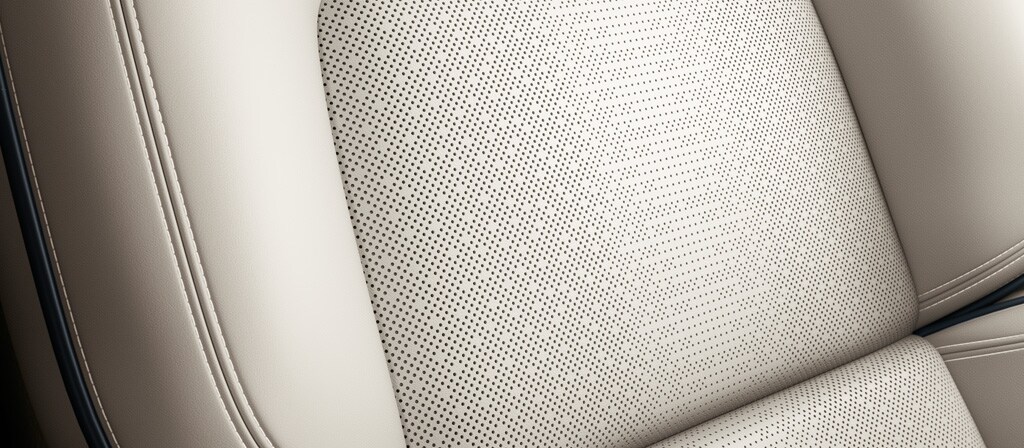 A close-up view of the seat perforation pattern of the moonbeam theme