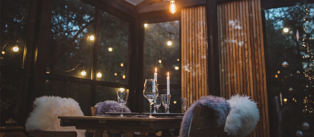An outdoor dining area stands ready to host an engaging meal