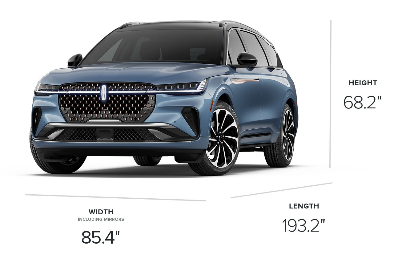 A 2026 Lincoln Black Label™ Nautilus® SUV measuring 193.2 inches long, 85.4 inches wide and 68.2 inches in height
