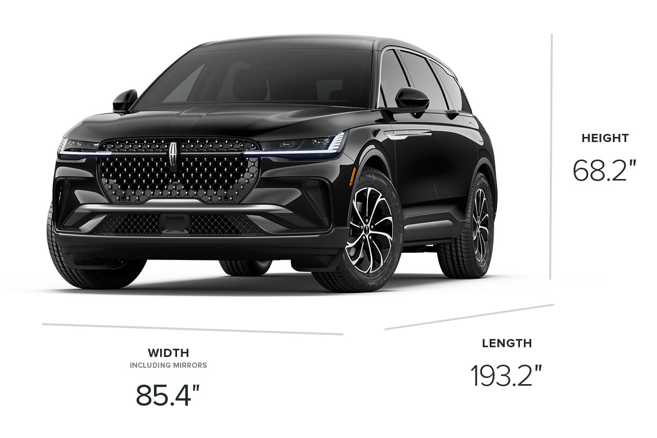 A 2026 Lincoln Nautilus® Premiere model measuring 193.2 inches long, 85.4 inches wide and 68.2 inches in height