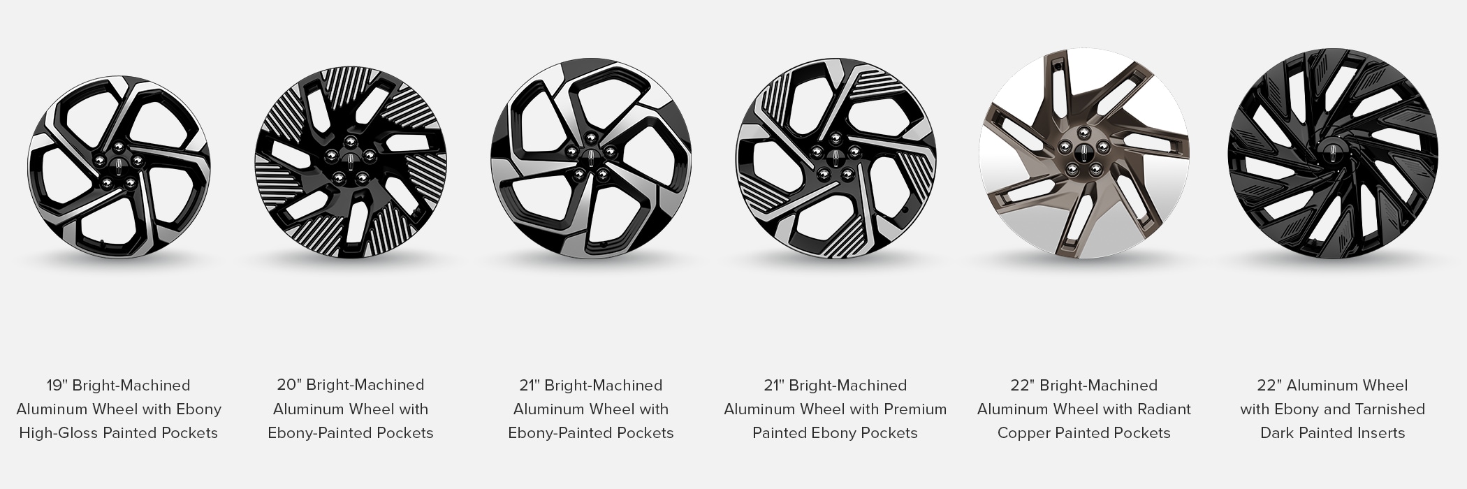 The six distinctive wheel options of the 2027 Lincoln Nautilus® SUV