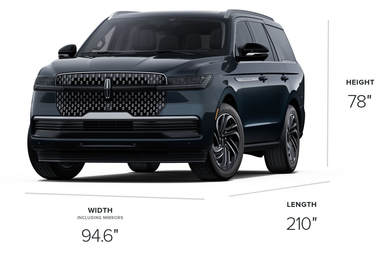 2025 Lincoln Navigator® Reserve with dimensions of 210 inches in length, 94.6 inches in width, and 78 inches in height