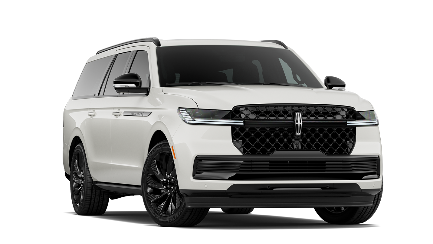 2026 Lincoln Navigator® Reserve Long Wheelbase shown shown in extra-cost Pristine White with the available Jet Appearance Package