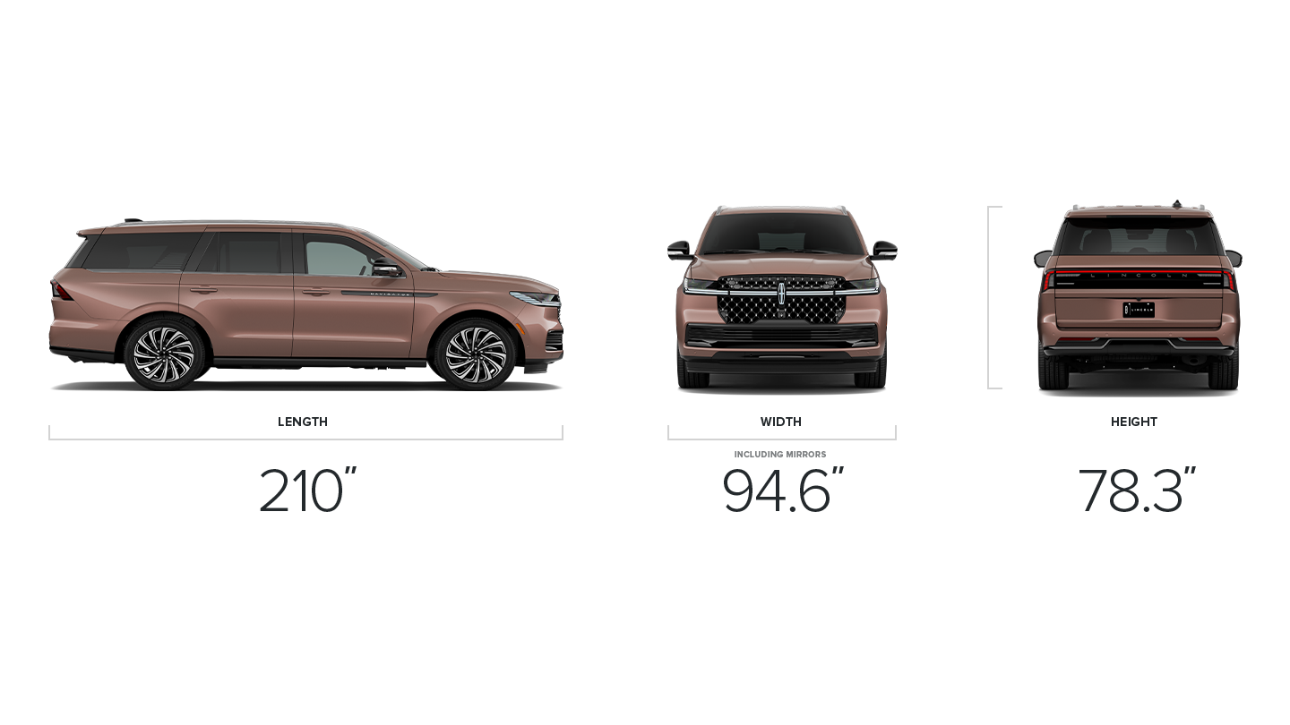 The dimensions of a 2027 Lincoln Navigator® SUV standard wheelbase