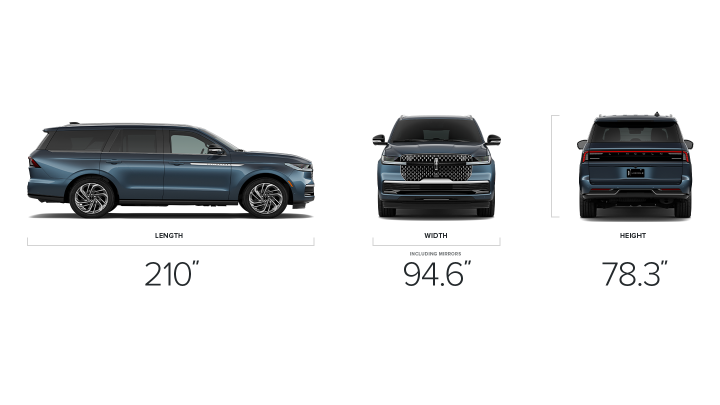 The dimensions of a 2027 Lincoln Navigator® SUV standard wheelbase
