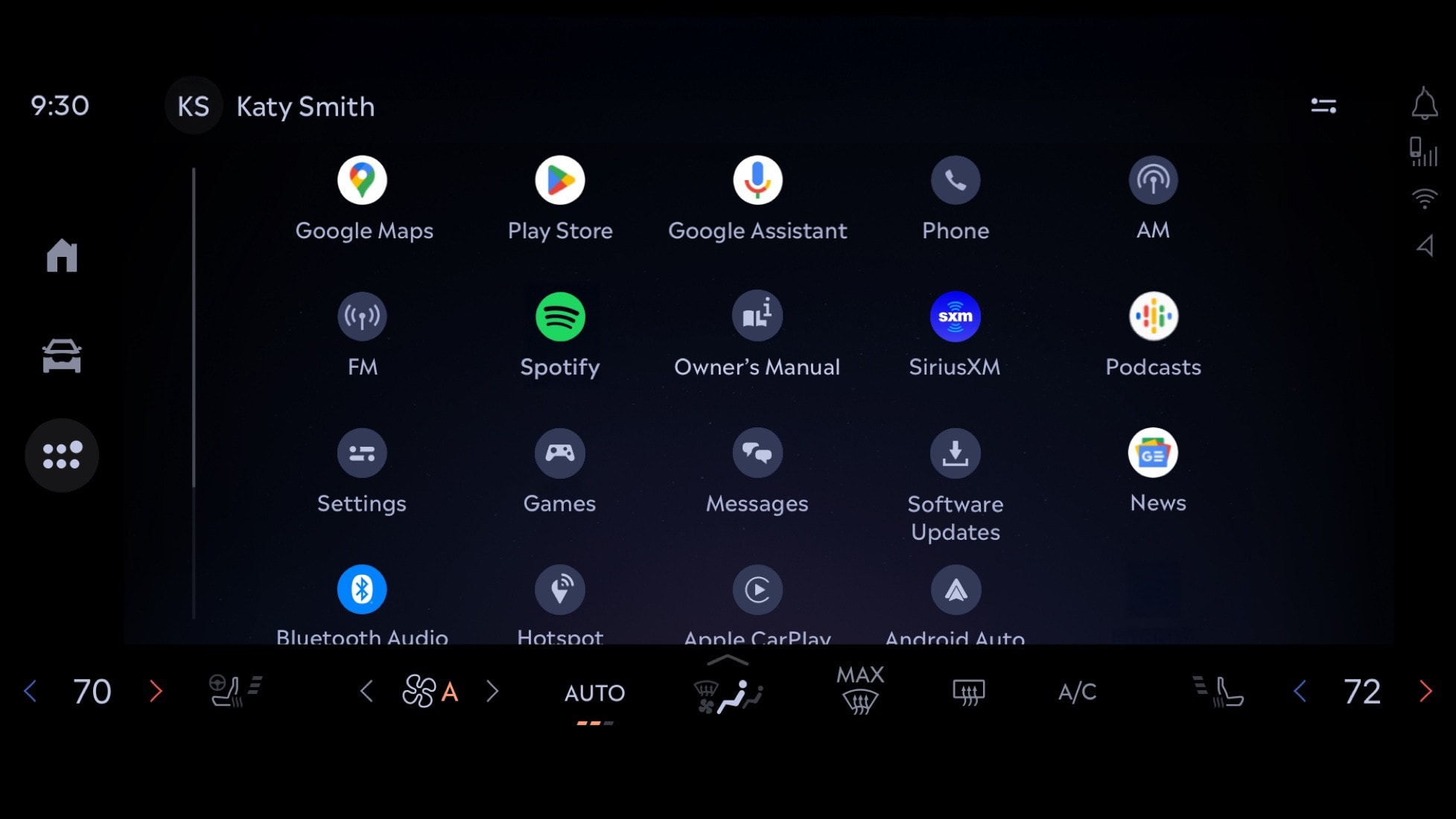 The center-stack display of the Lincoln Nautilus® SUV shows display Amazon Prime Video, Music and Google app icons are shown on the interface.