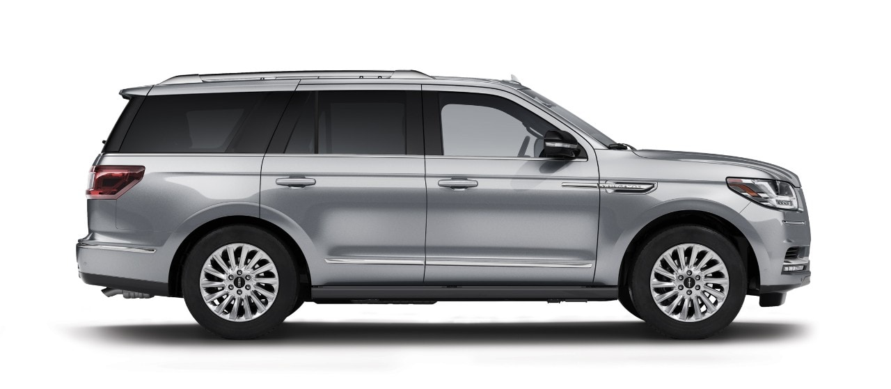 The 2021 lincoln navigator standard model shown in silver radiance exterior color