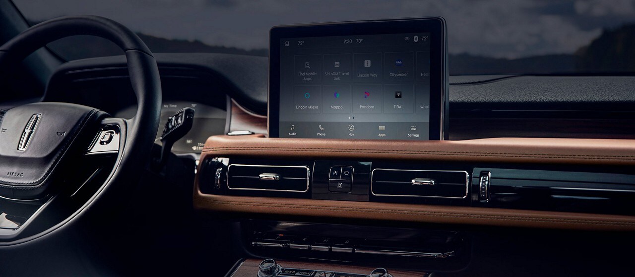 The center touchscreen of a 2023 Lincoln Aviator® is shown