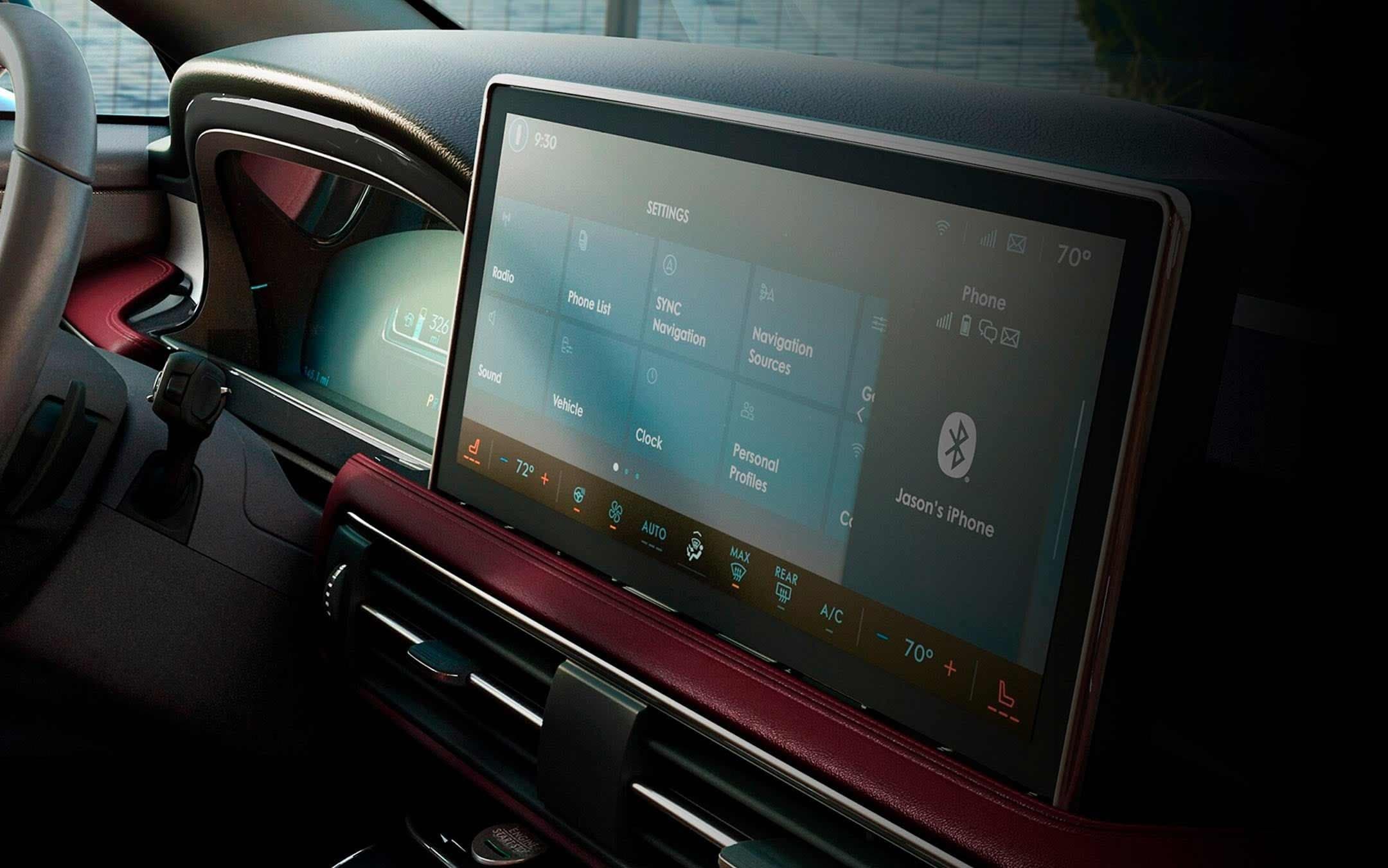 The center touchscreen of a 2025 Lincoln Corsair® SUV plays host to the SYNC® 4 Technology system interface