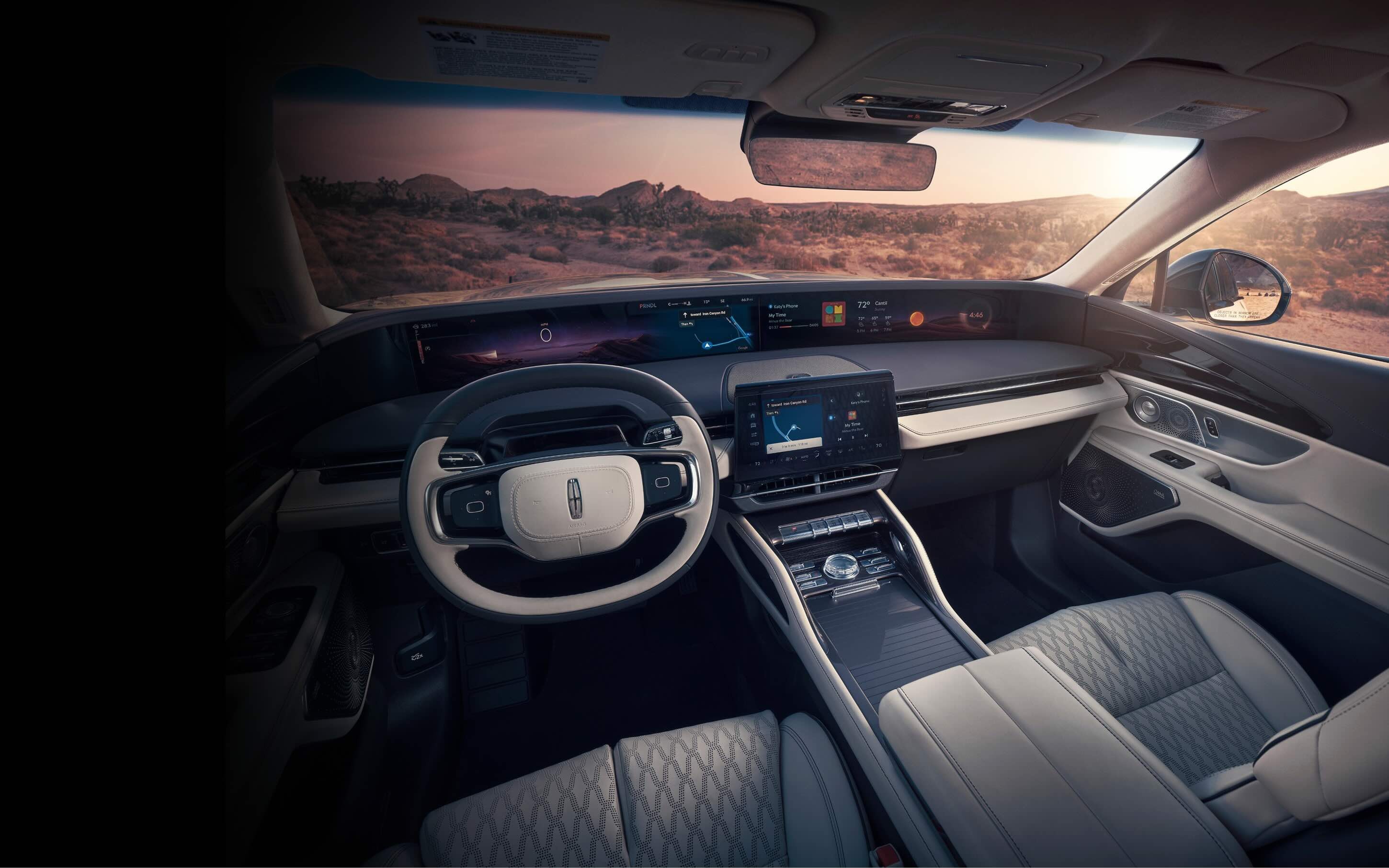 A panoramic display spans the width of the interior    of a 2026 Lincoln Black Label™ Nautilus® SUV
