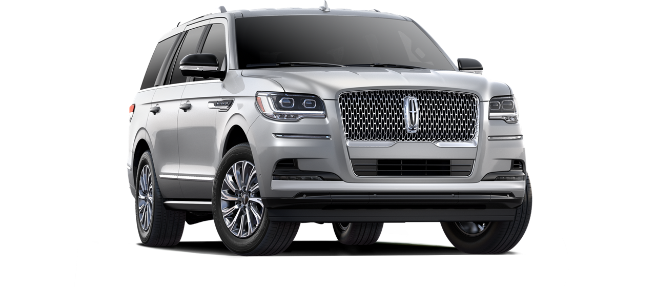 The 2023 Lincoln Navigator Standard model is shown in the silver radiance exterior color