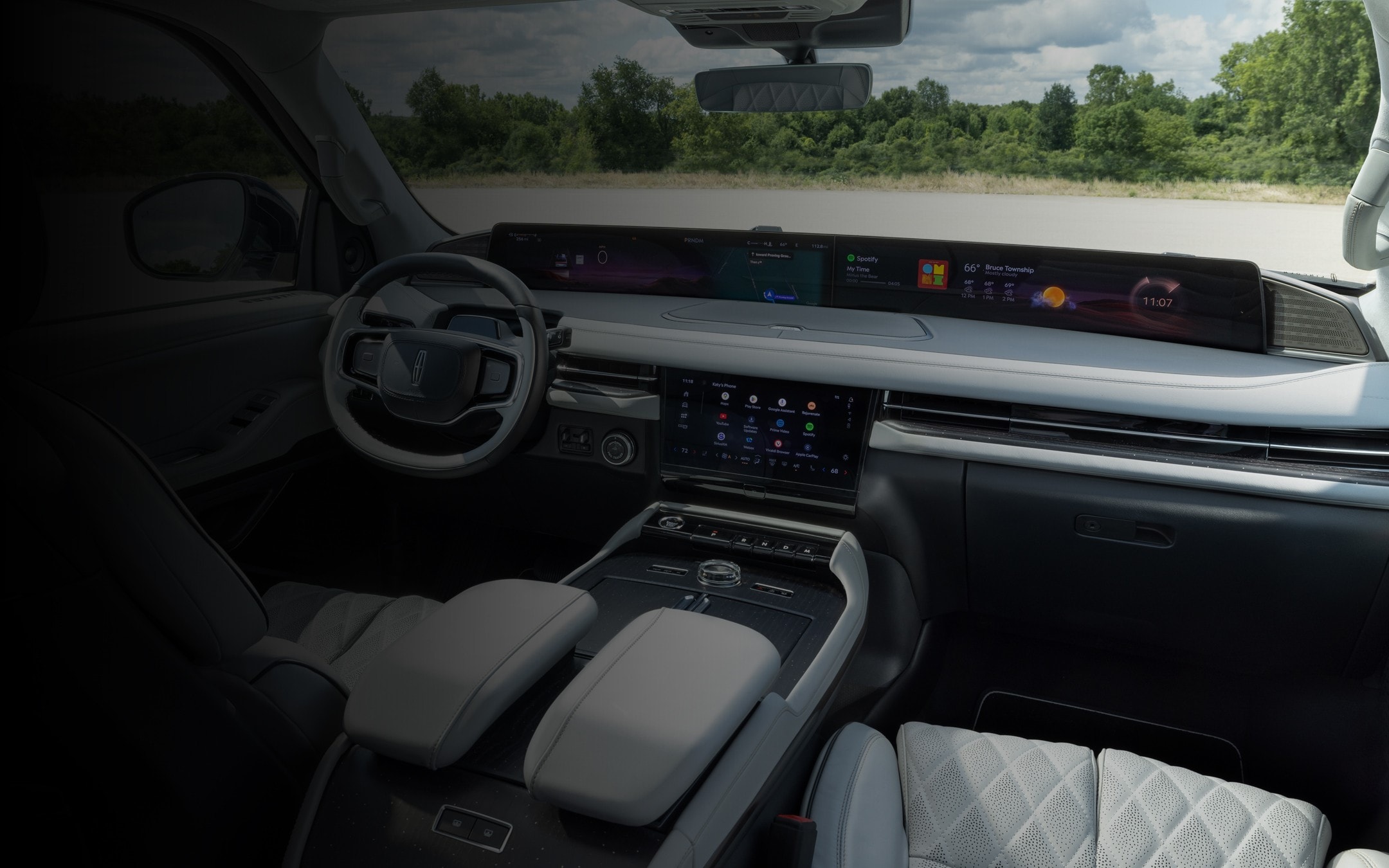 The interior of a 2025 Lincoln Black Label Navigator® SUV with the Atmospheric theme