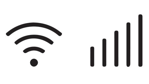 Icon showing wi-fi and cellular signal strength.