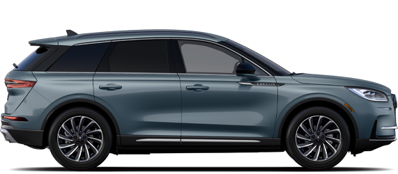 Vista de perfil de una Lincoln Corsair® 2026 modelo Reserve en azul suspiro (color con costo adicional)