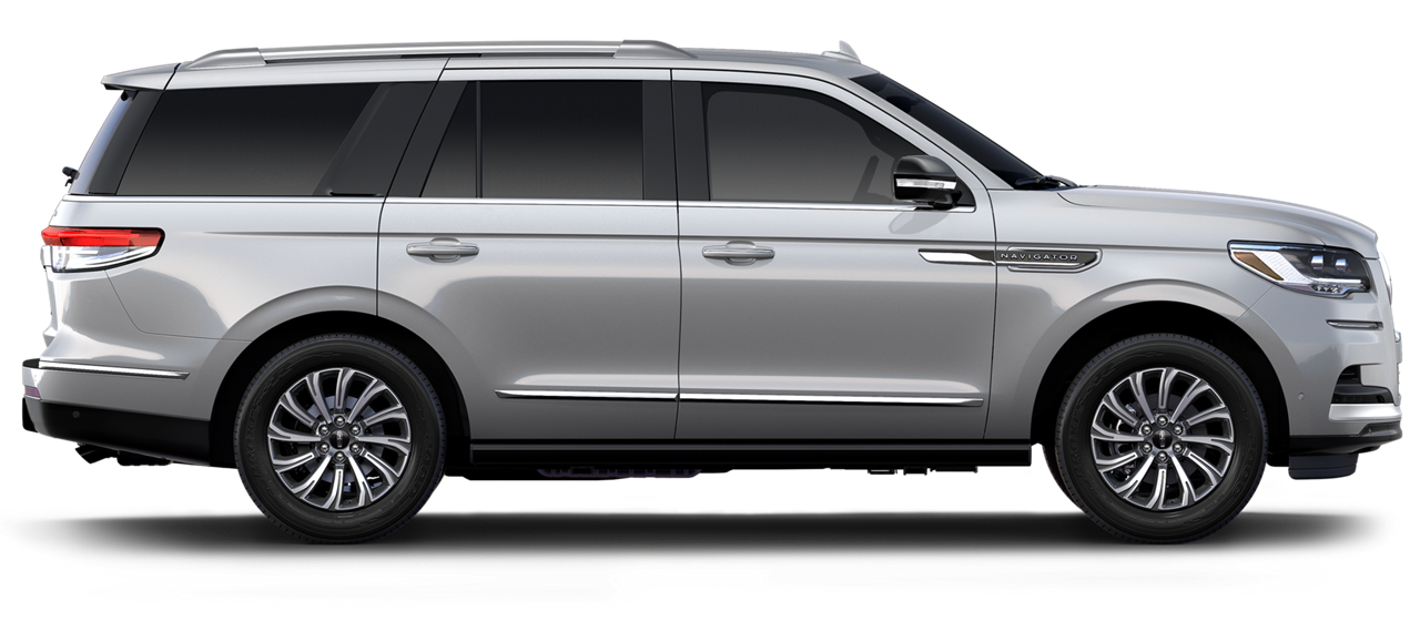 The 2023 Lincoln Navigator Standard model is shown in the silver radiance exterior color