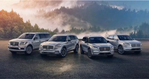 V2021 Lincoln lineup parked on pavement at sundown