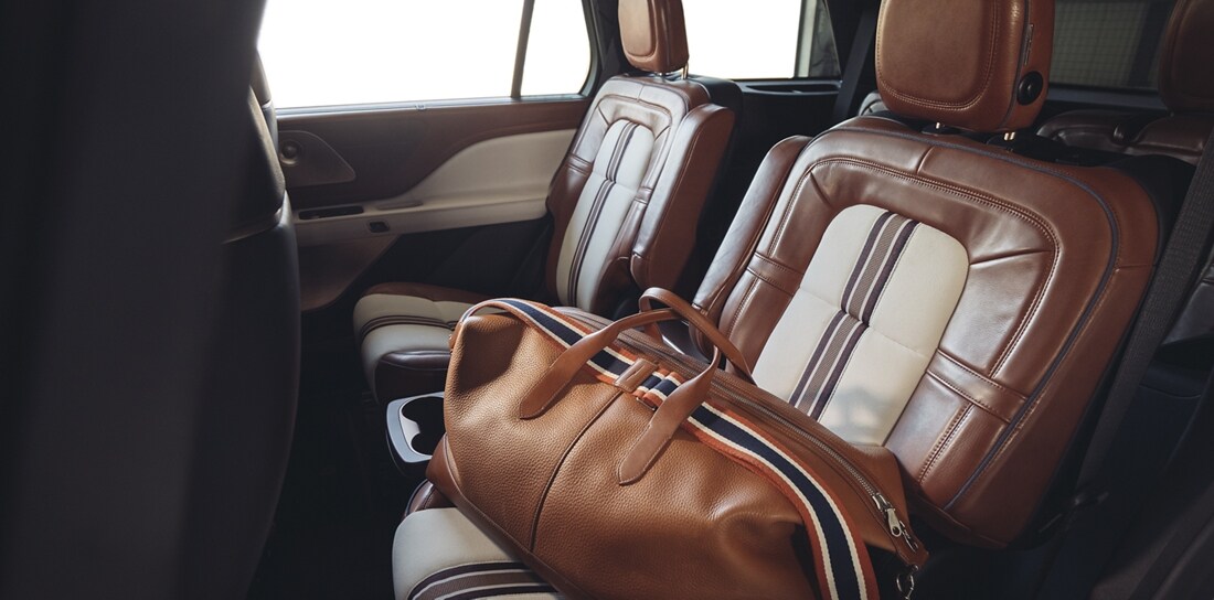 The interior of the Lincoln Aviator SUV Shinola concept is shown here.