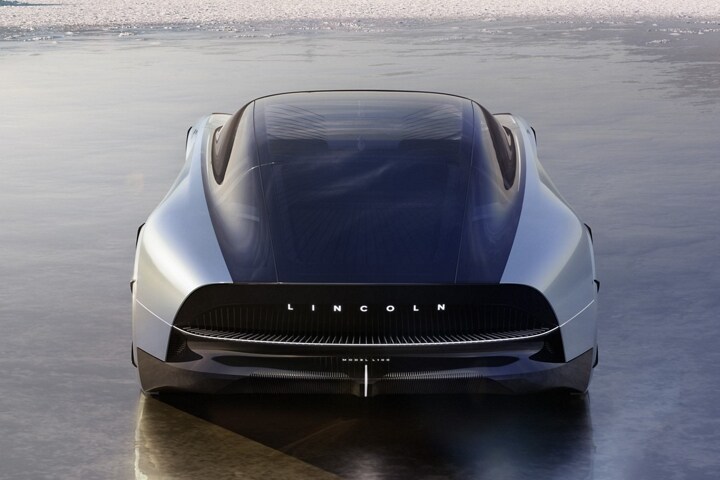 Rear view of the Lincoln Model L100 Concept vehicle shown here.