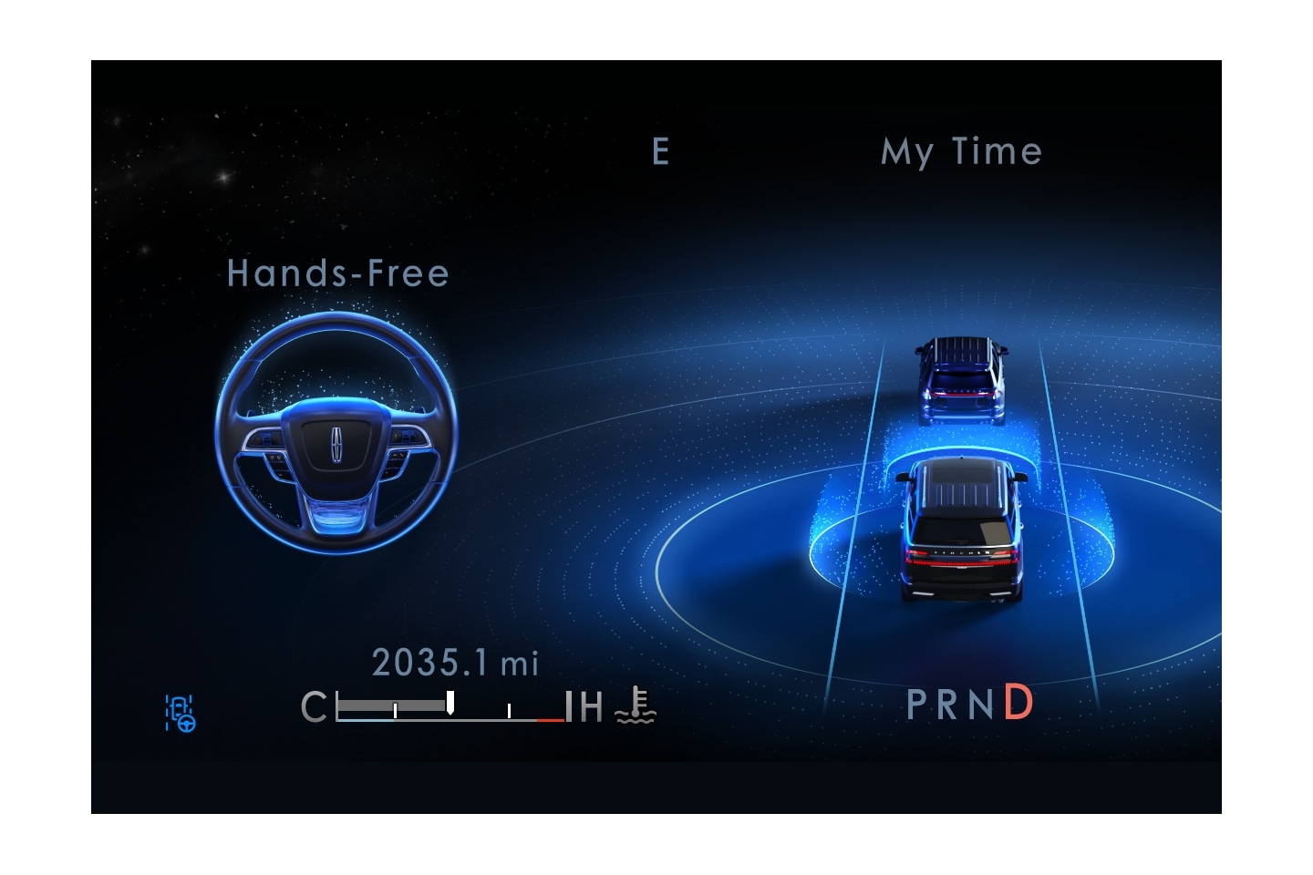 an indicator located within the display cluster showing hands-free technology.