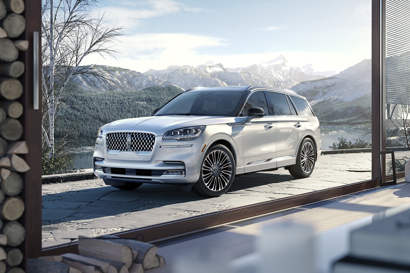 The exterior of a Black Label Lincoln Aviator with the Flight theme
