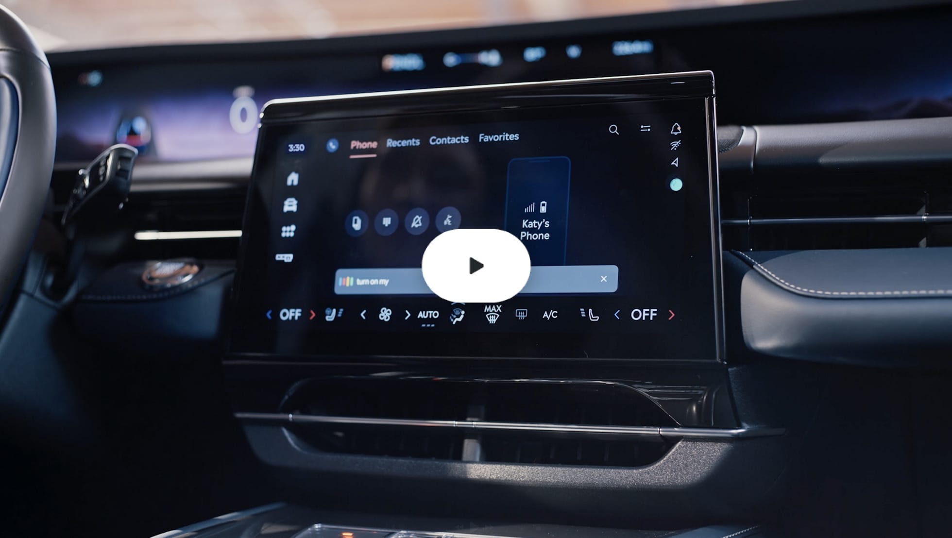 The center-stack display of the Lincoln Nautilus® SUV shows voice assistance imagery.