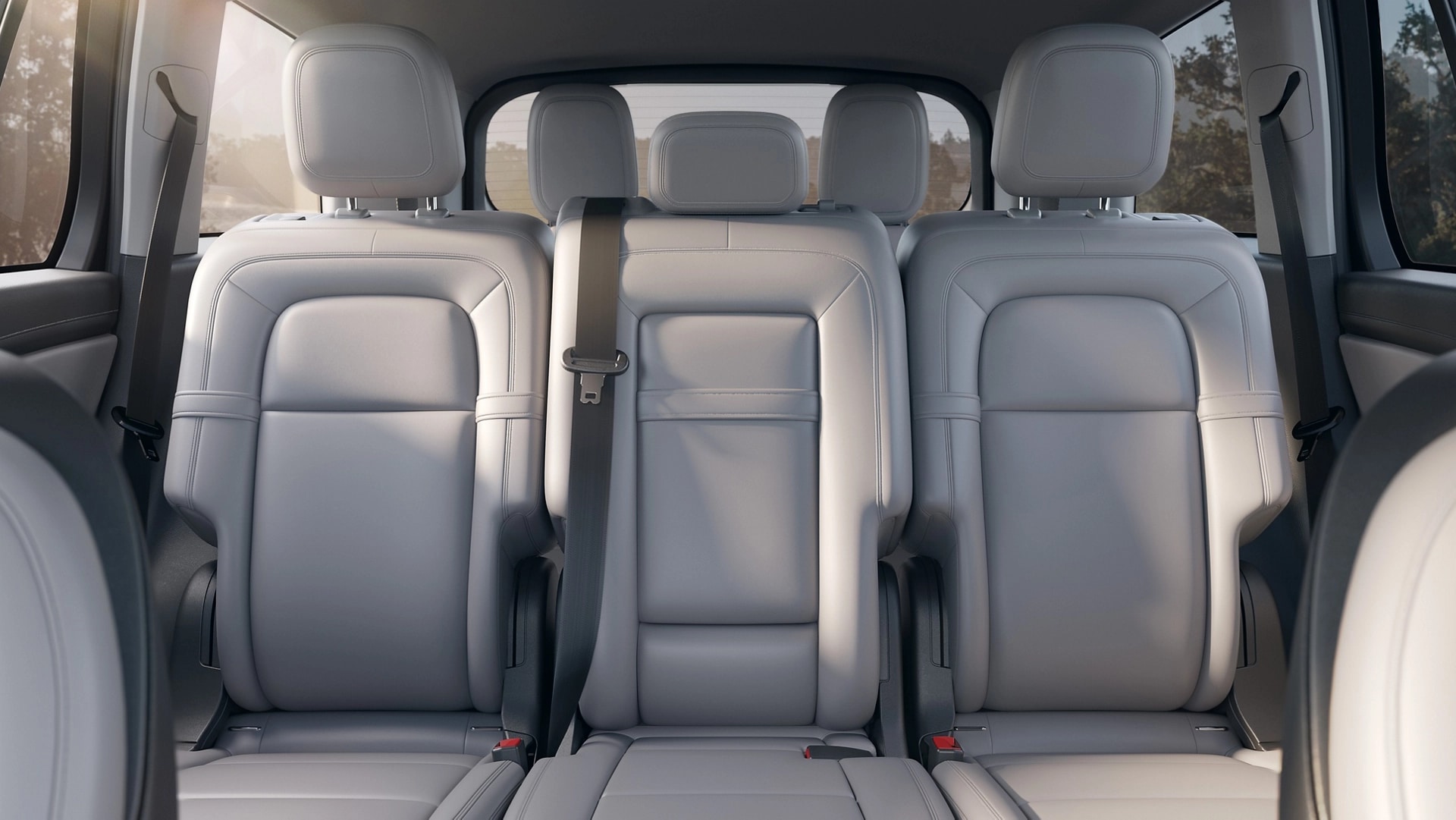 The second row of a 2025 Lincoln Aviator® SUV in the bench configuration