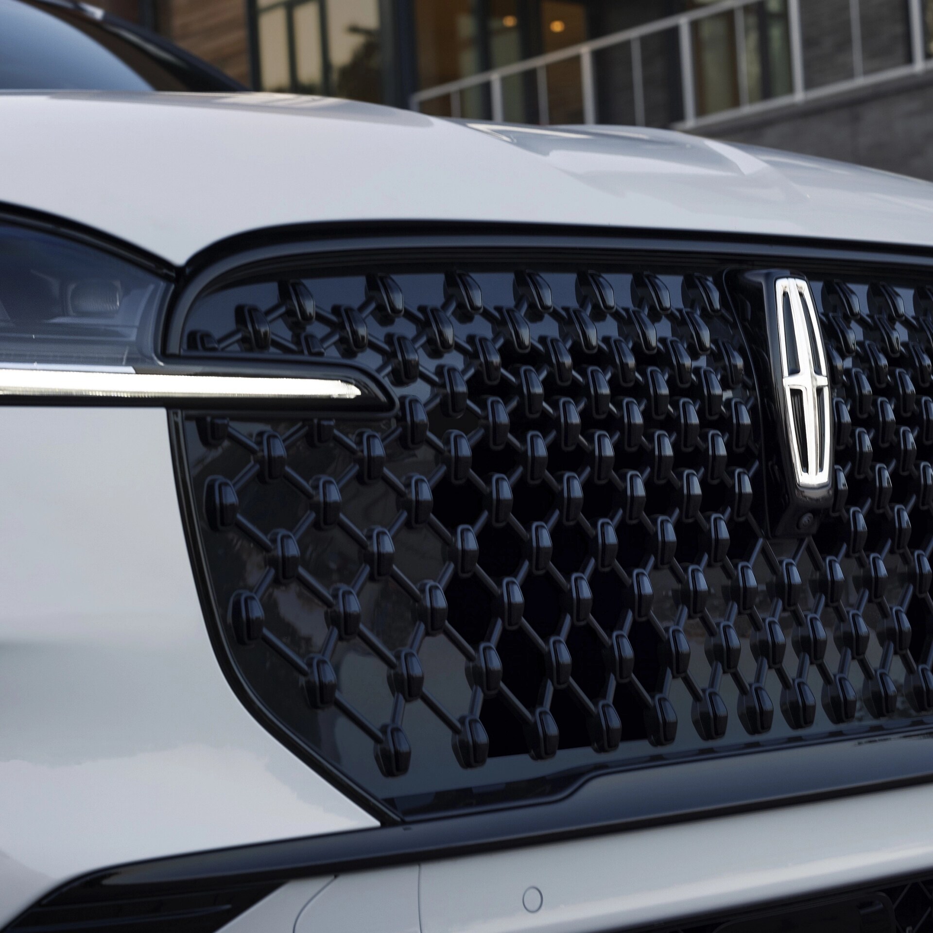 The front grille of a 2026 Lincoln Aviator® SUV is shown