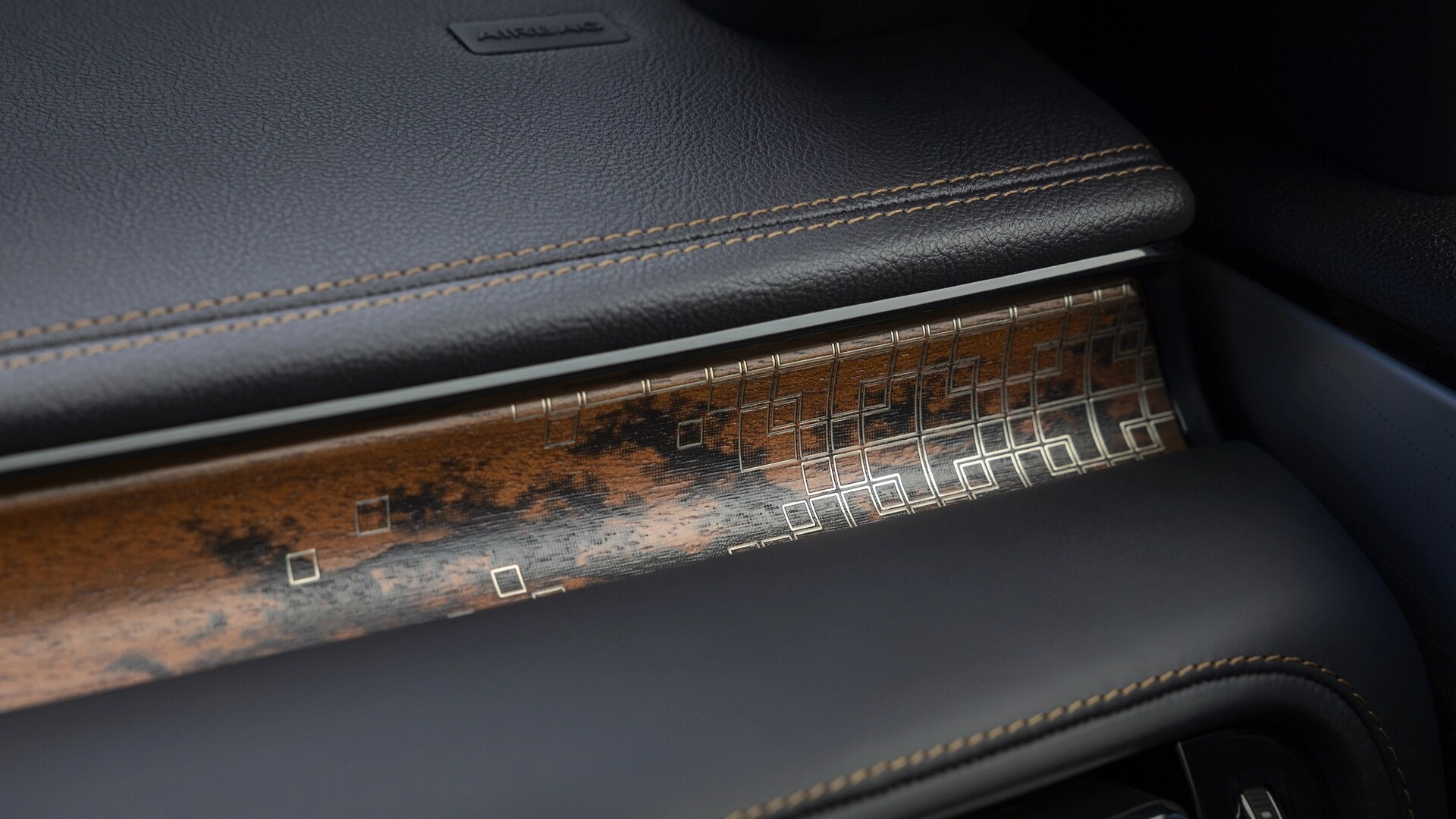 Purposefully chosen materials and design details of the dashboard of A 2026 Lincoln Black Label™ Aviator® SUV.