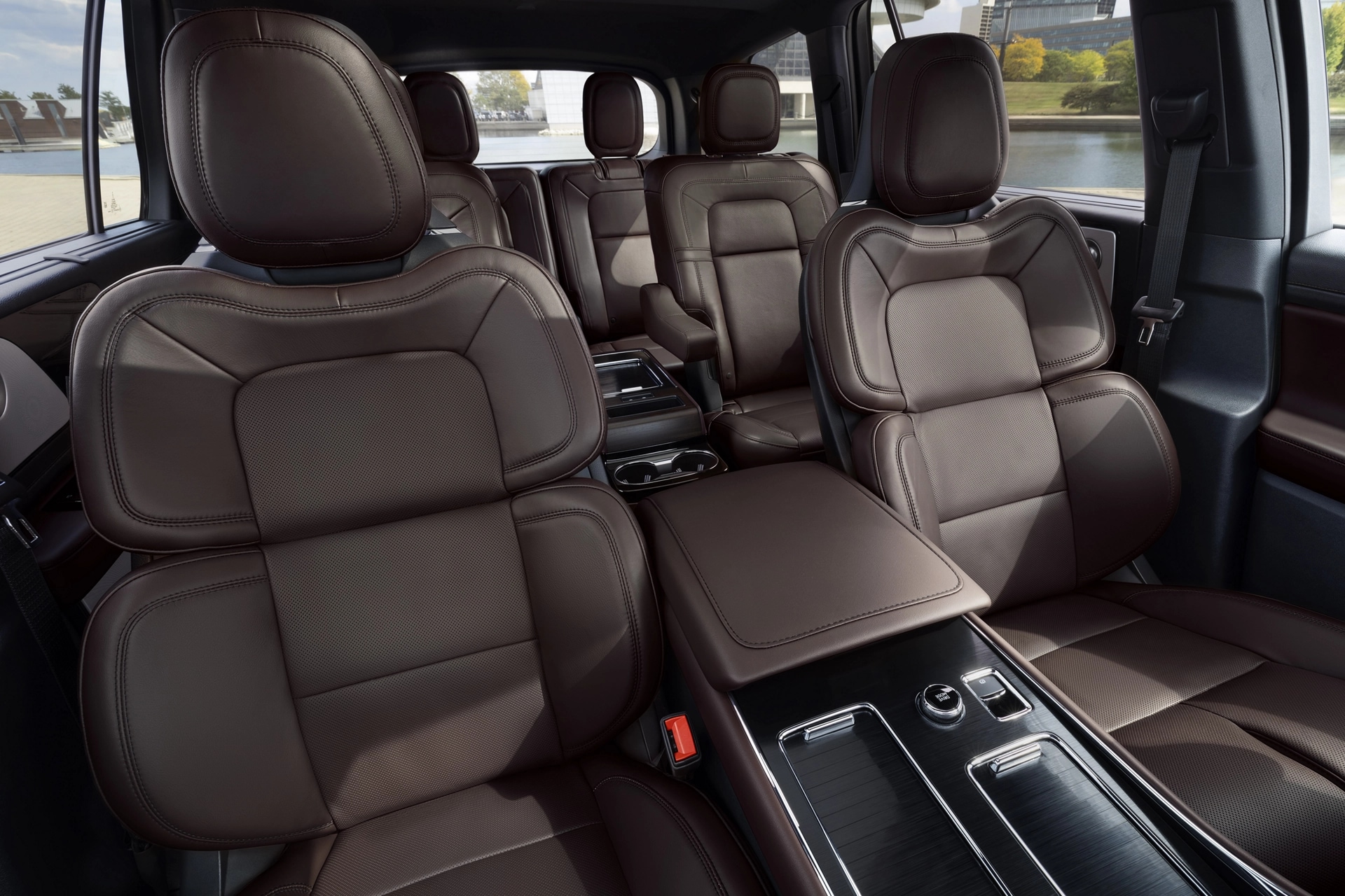 The seats and interior inside the 2025 Lincoln Aviator.