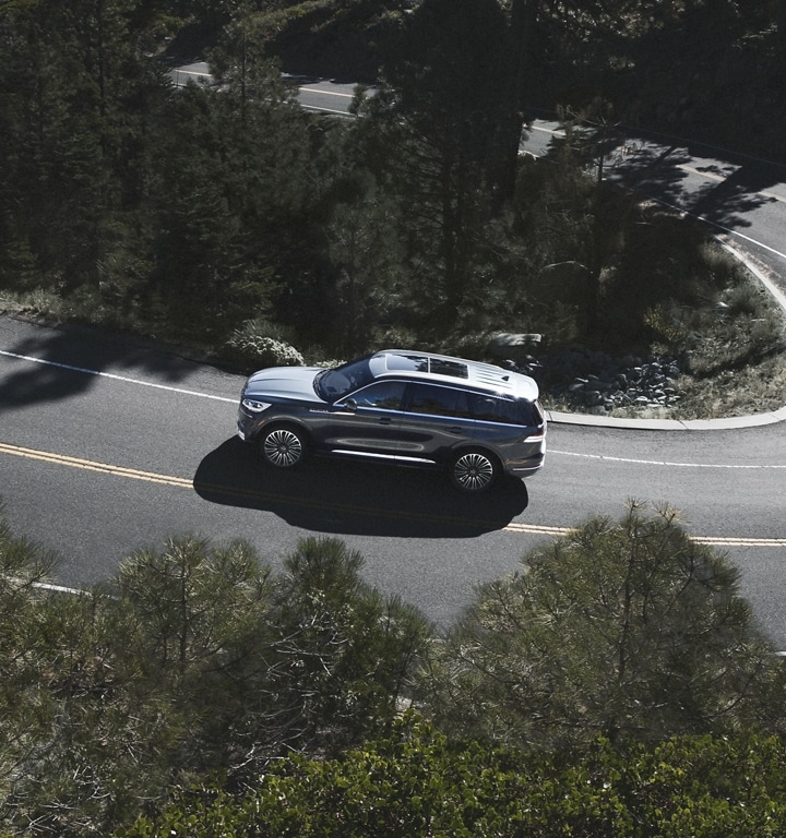 A 2023 Lincoln Aviator® is shown after having been driven through a sharp turn