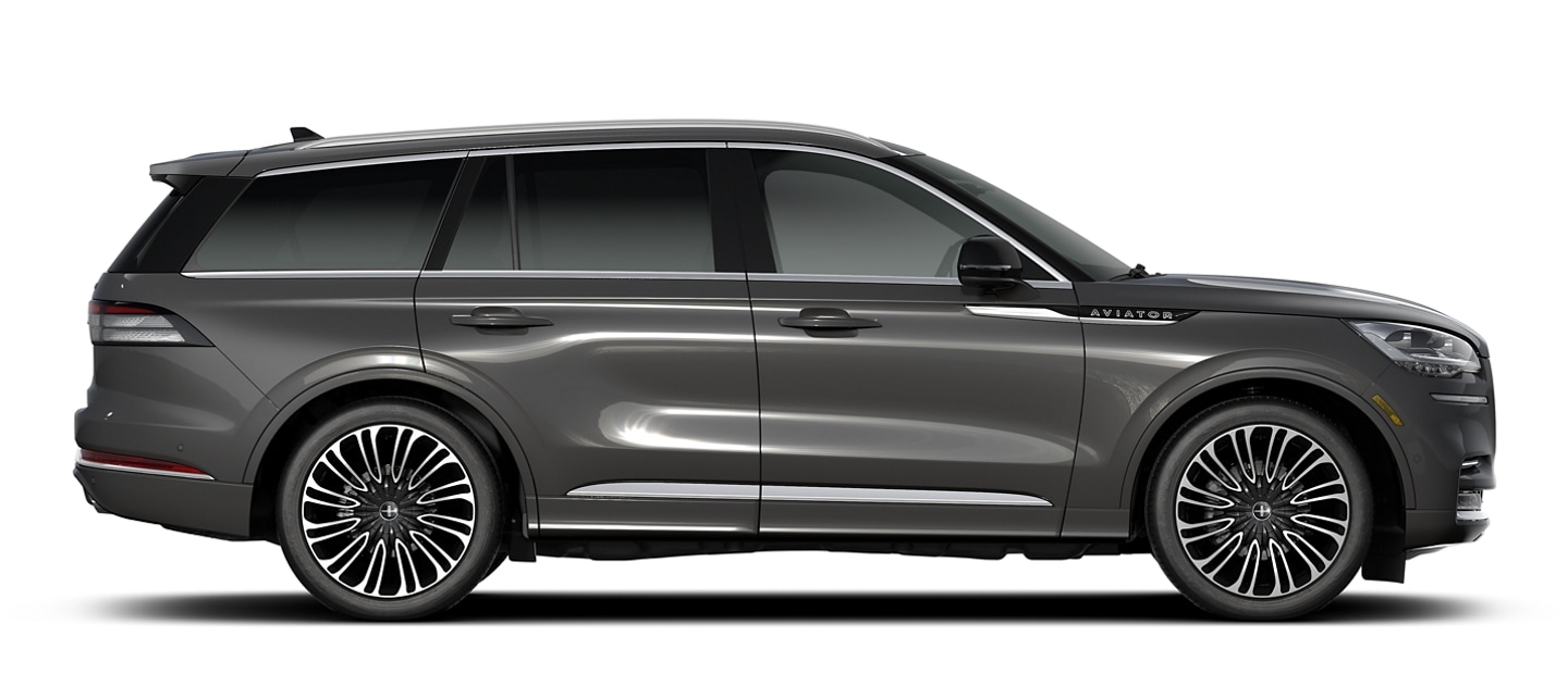 A 2023 Lincoln Aviator® Black Label model is shown in the Chroma Caviar exterior color