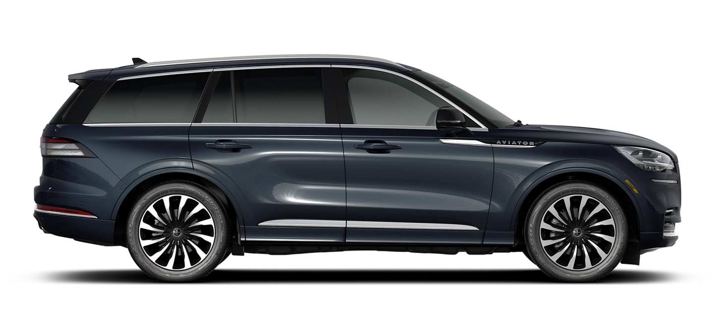 A 2023 Lincoln Aviator® Black Label Grand Touring model is shown in the Flight Blue exterior color