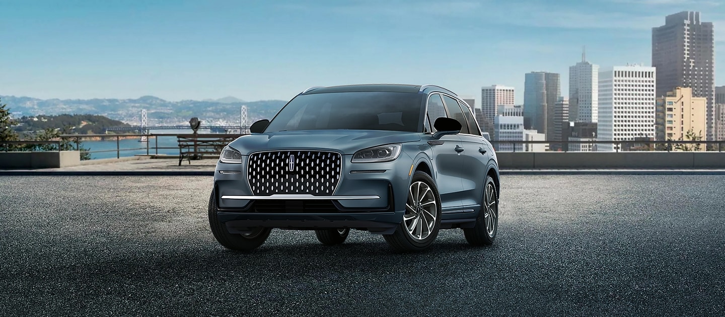 The exterior of the 2023 Lincoln Corsair® Grand Touring model is shown in Whisper Blue