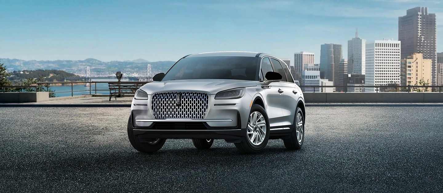 The exterior of the 2023 Lincoln Corsair® Standard model is shown in Silver Radiance