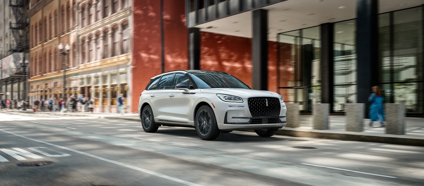 The grille of the available Jet Appearance Package gives the 2023 Lincoln Corsair® SUV a sporty feel