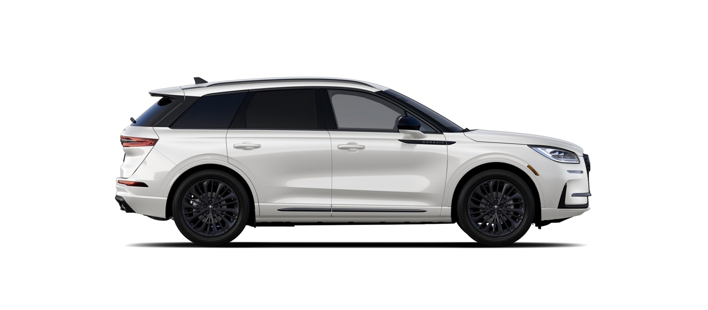 A profile image of the 2024 Lincoln Corsair® Reserve model with the available Jet Appearance Package is shown