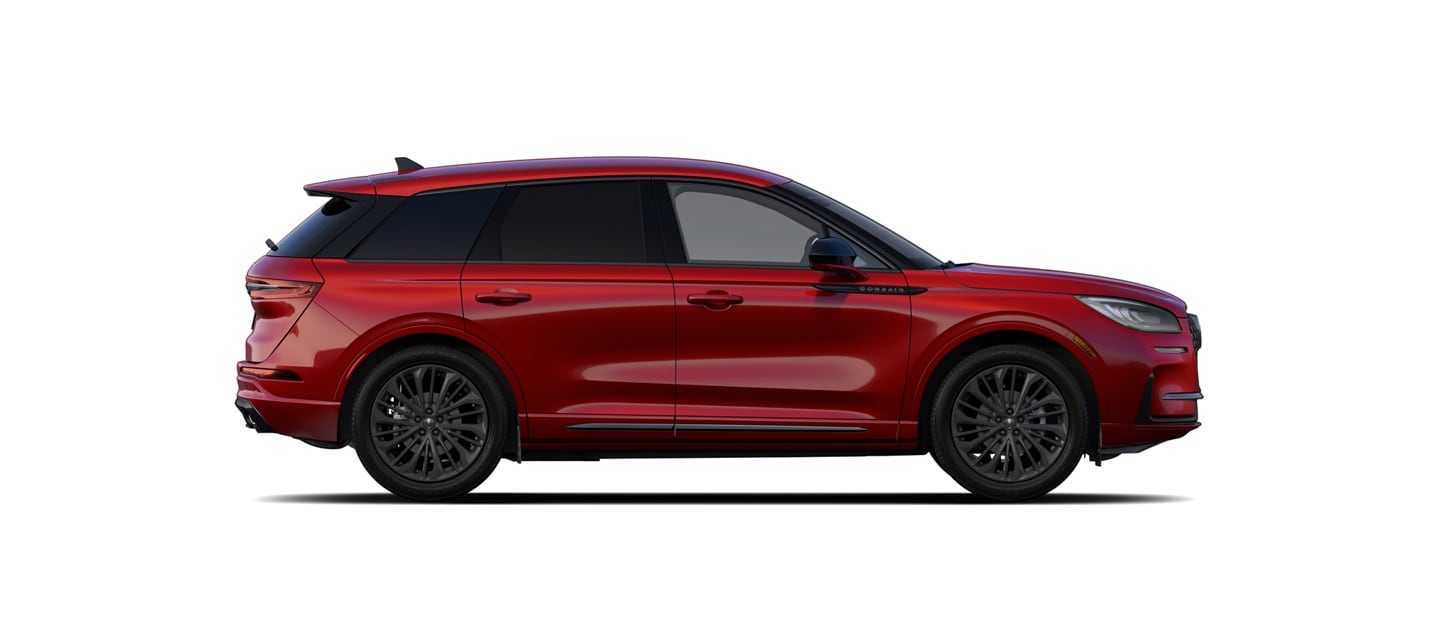 A profile image of the 2024 Lincoln Corsair® Premiere model with the available Jet Appearance Package is shown