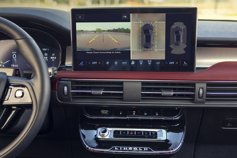 A 360-Degree Camera view is displayed in the center touchscreen of a 2024 Lincoln Corsair® SUV
