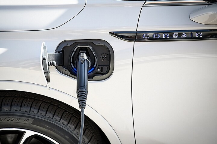 A 2026 Lincoln Corsair® Grand Touring SUV is being charged with a Lincoln Mobile Power Cord