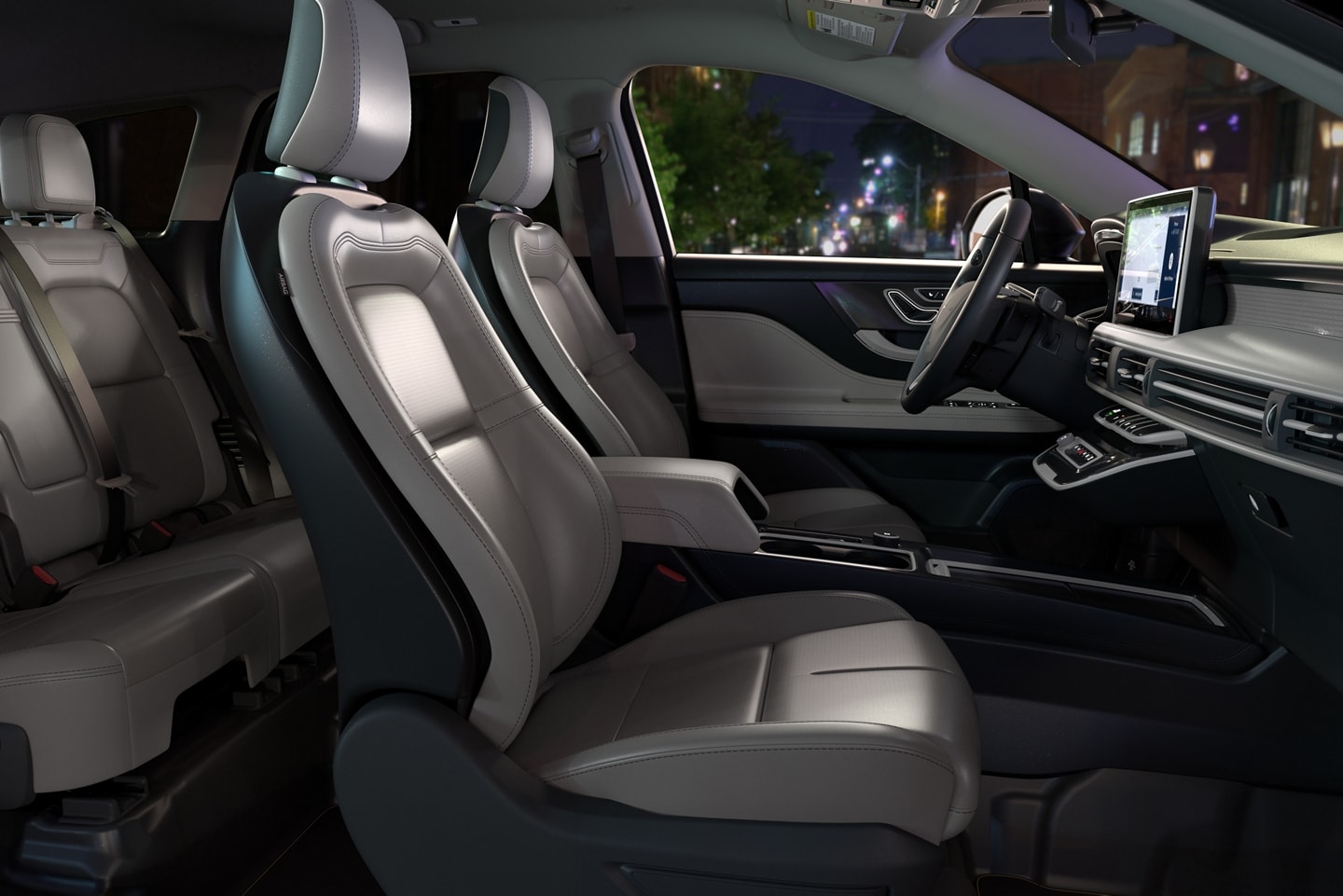 A detailed view of the Soft Touch trim, 10-way front passenger seat of a 2025 Lincoln Corsair® SUV premiere model