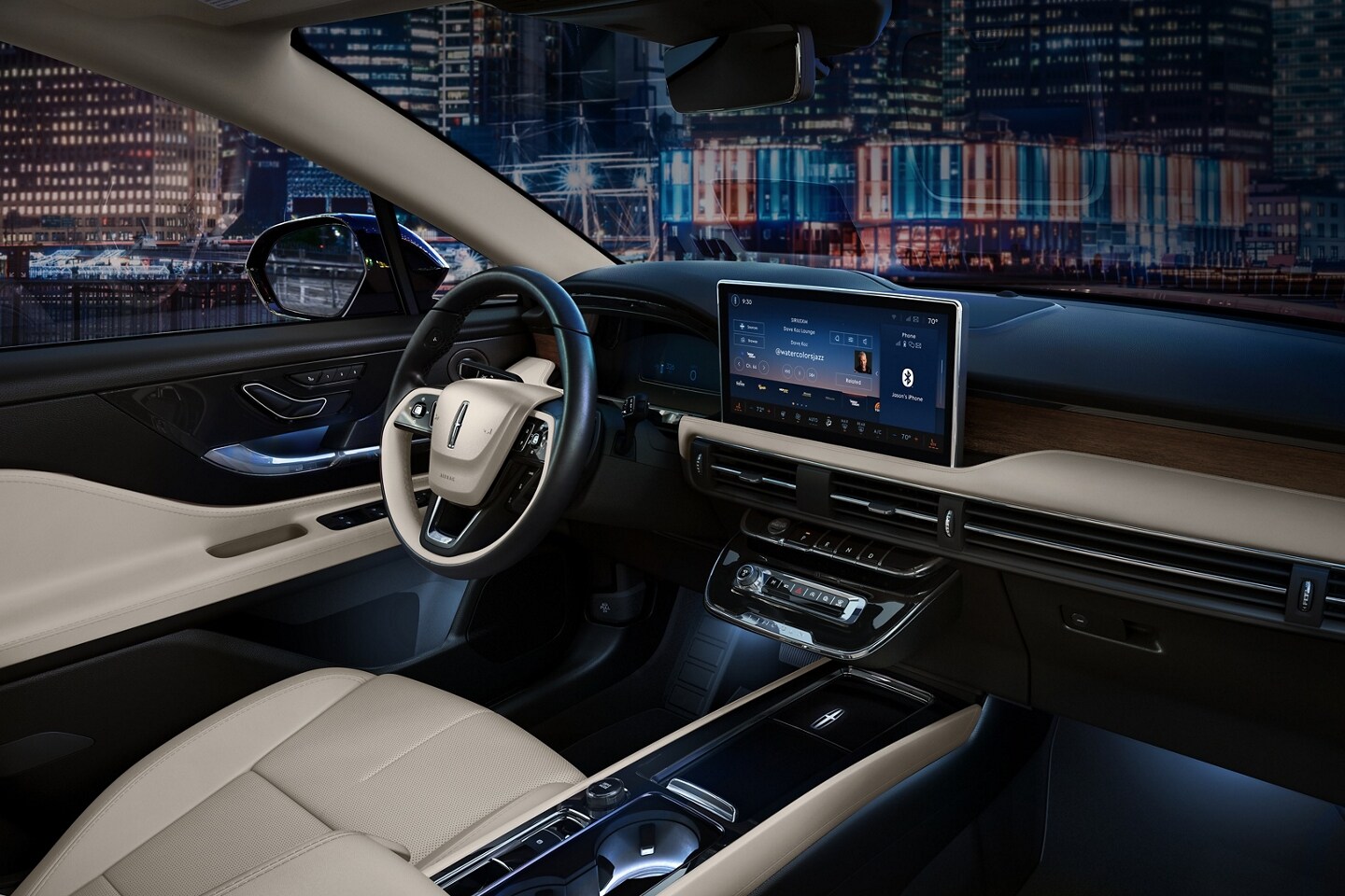 The leather wrapped steering wheel is shown in a 2026 Lincoln Corsair® Reserve model