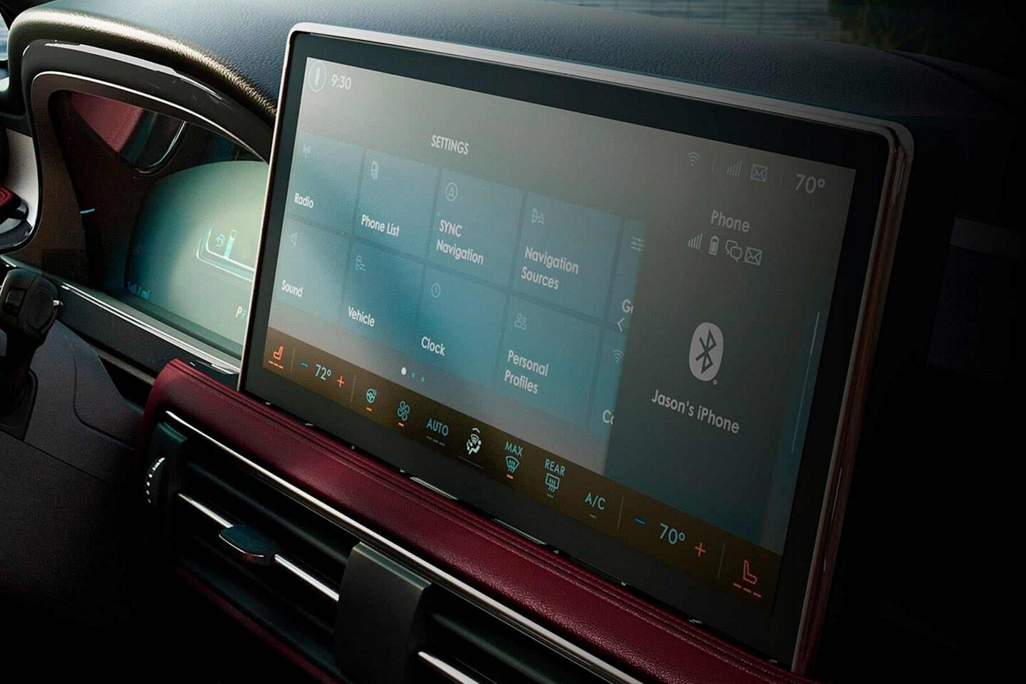 The center touchscreen of a 2026 Lincoln Corsair® SUV displays many SNYC® 4 setting options