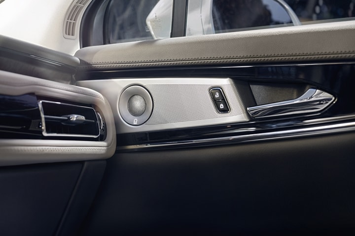 Two speakers of the available audio system in the interior of a 2023 Lincoln Nautilus® SUV
