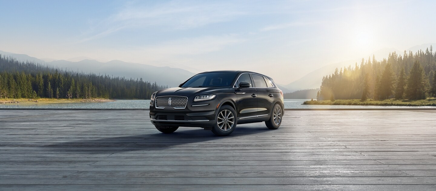 The exterior of the 2023 Lincoln Nautilus® Standard model is shown in the Infinite Black exterior color