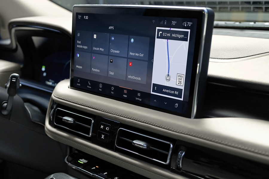 The SYNC® 4 screen is displayed on a 13.2-inch center touchscreen inside a 2023 Lincoln Nautilus® SUV