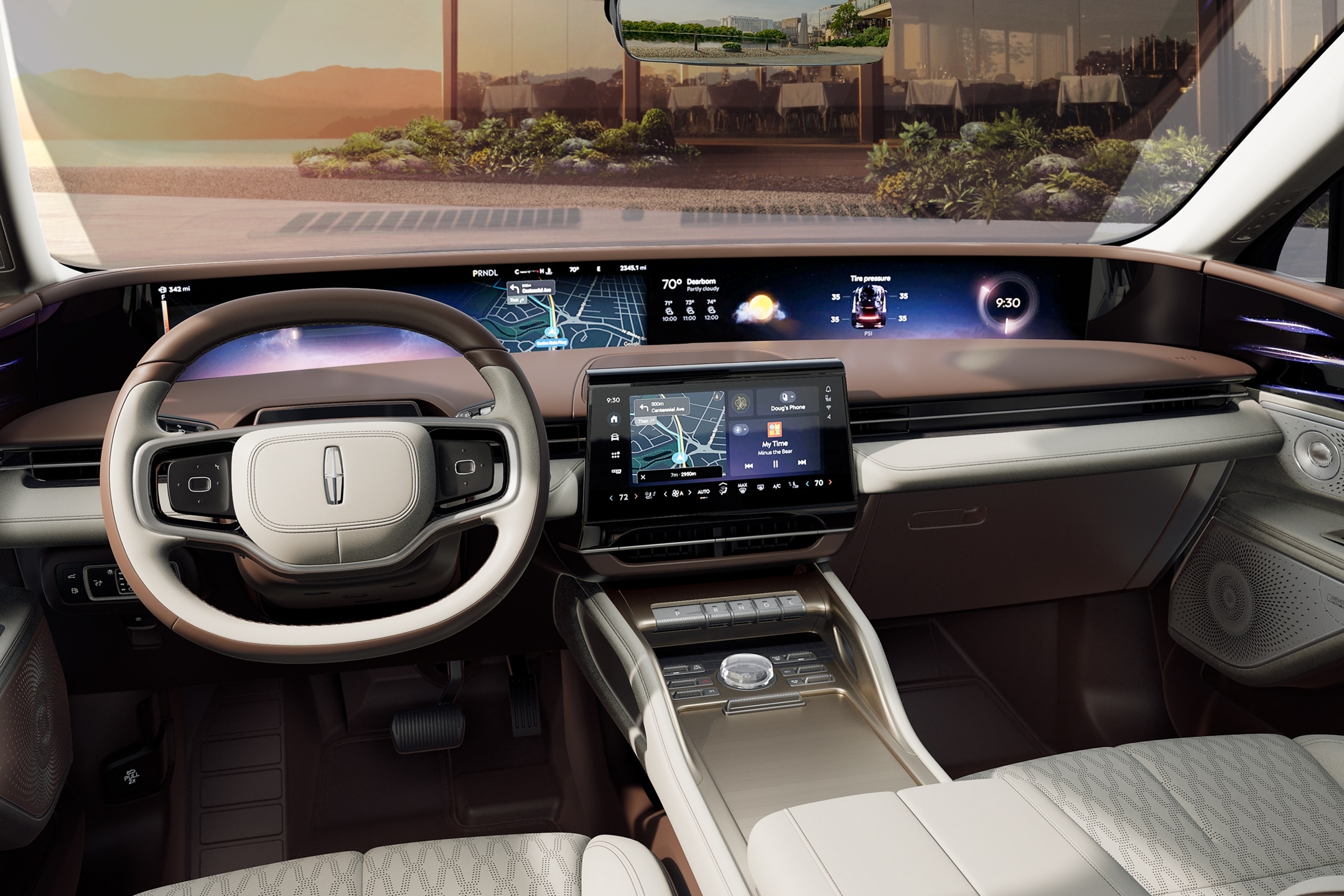 The interior of a 2024 Lincoln Black Label Nautilus® SUV is shown in the Chalet interior theme