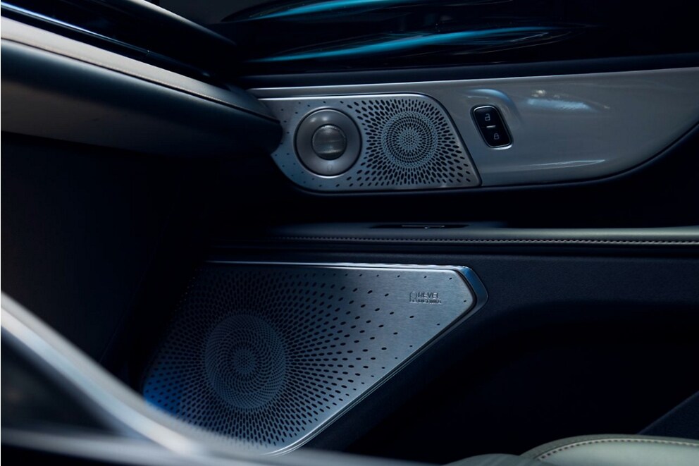 A speaker cover of the 28-speaker available Revel® Ultima 3D Audio System dazzles with great detail
