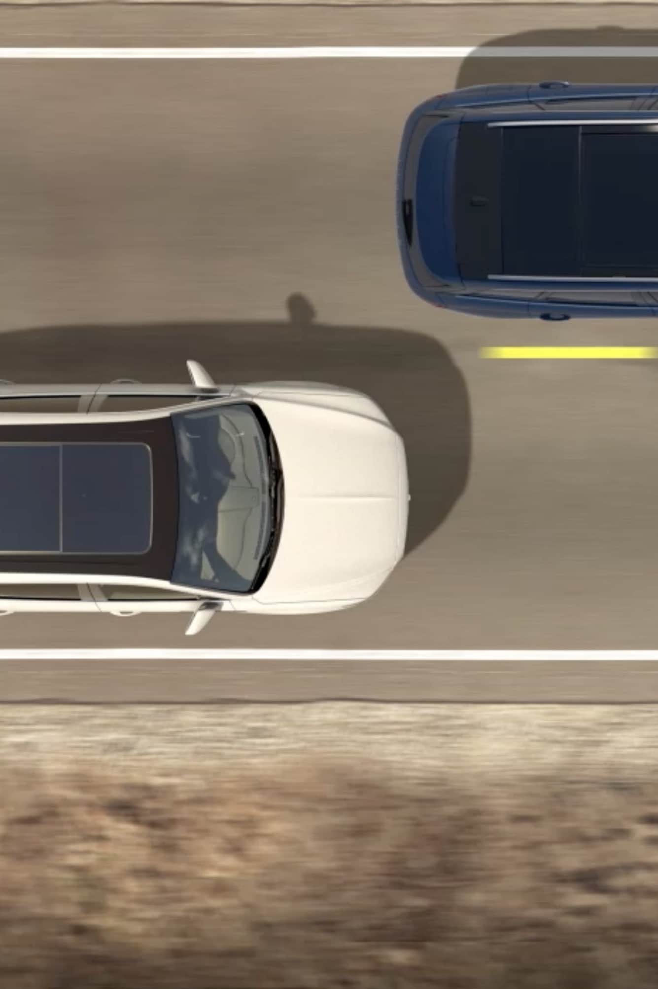 An overhead shot of the 2025 Lincoln Nautilus showing how the Blind Spot Alert works